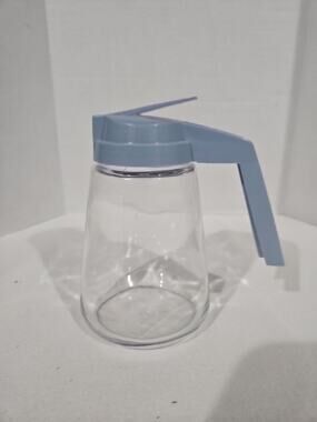 Vintage Baby Sky Blue MCM Gemco Glass Syrup Dispenser Creamer Honey Coffee USA